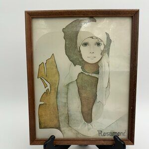 Framed Vintage 1973 Christine Rosamond Lithograph "Simone" w/ Signature